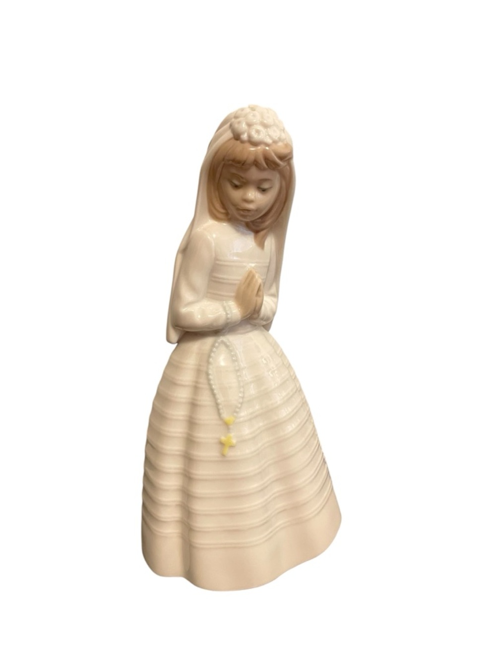 Nao by Lladro First Holy Communion Girl Praying Porcelain Figurine Spain 555